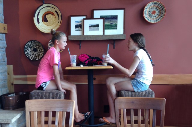 Two girls at coffee shop